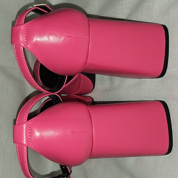 🟢 Pink Square Toe Chunky Heels Maryjanes Size 8 - Picture 8 of 9